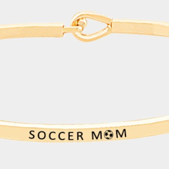 "SOCCER MOM" Gold Thin Metal Hook Bracelet - Picture 3 of 4